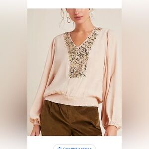 Maeve Kristie Sequined Peasant Top! Size medium